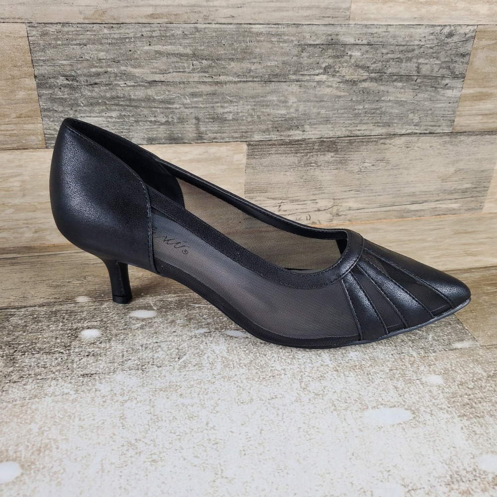 Bellini Blase Womens Pump Sz 8.5 M Black Metallic Transparent Mesh Pointed Toe
